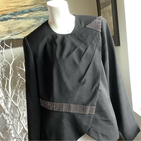 Jackets & Blazers - Black Formal Jacket with Rhinestone Embellishment